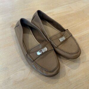 Coach Loafers Sz 8.5B Womens Brown Pebbled Leather Fredrica Buckle Casual Flats